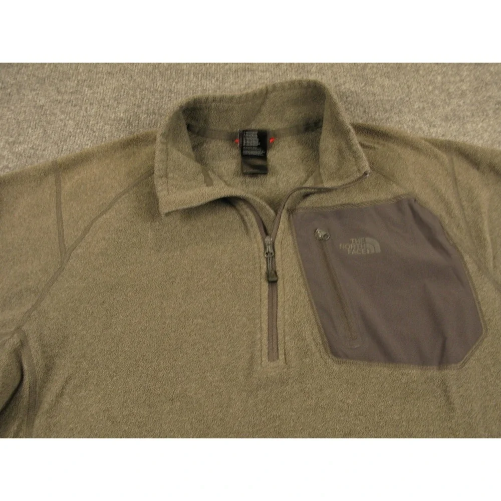 The North Face Mens‎ Large Green Quarter Zip Fleece Pullover Chest Pocket 2175